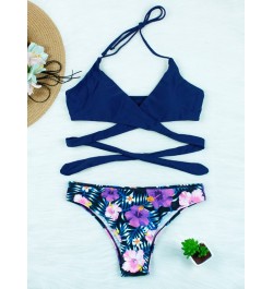 Micro Bikini Swimsuit Women 2023 New Solid Print Bikinis Set Sexy Thong Swimwear Halter Cross Summer Beach Bathing Suit Femal...
