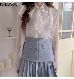 Korea Chic Tops Blusas Bow Tie Office Lady Elegant Bling Thin Sexy Transparent Button White Shirts Flhjlwoc Fashion Women $38...