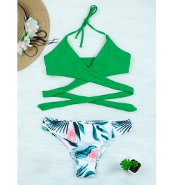 Micro Bikini Swimsuit Women 2023 New Solid Print Bikinis Set Sexy Thong Swimwear Halter Cross Summer Beach Bathing Suit Femal...