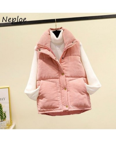 Neploe Stand Neck Solid Color Sleeveless Vest Coats Jaqueta Feminina Parkas Pockets Single-breasted Loose Casual Puffer Jacke...