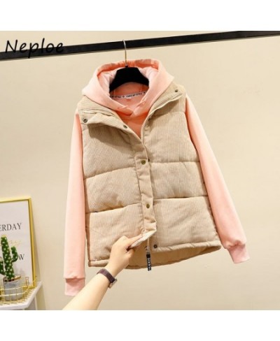 Neploe Stand Neck Solid Color Sleeveless Vest Coats Jaqueta Feminina Parkas Pockets Single-breasted Loose Casual Puffer Jacke...