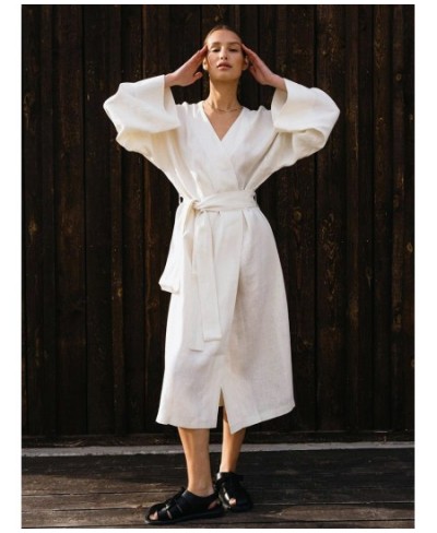 White Green Cotton Robe Women's Kimono Long Sleeve Night Dress Women Gown For Ladies Mid-Calf Loose Bathrobe Female 2023 $41....