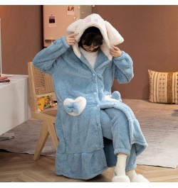 Women Winter Warm Fleece Coral Nightgown Thick Sleepwear Kawaii Cartoon Pajama Homewear Robes Hooded Bathrobe Lounge Wear $28...