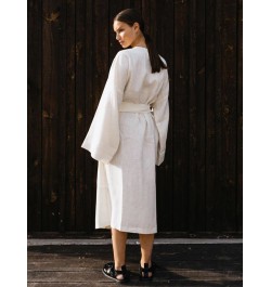 White Green Cotton Robe Women's Kimono Long Sleeve Night Dress Women Gown For Ladies Mid-Calf Loose Bathrobe Female 2023 $41....