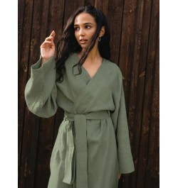 White Green Cotton Robe Women's Kimono Long Sleeve Night Dress Women Gown For Ladies Mid-Calf Loose Bathrobe Female 2023 $41....