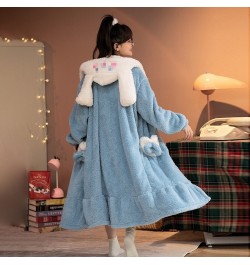 Women Winter Warm Fleece Coral Nightgown Thick Sleepwear Kawaii Cartoon Pajama Homewear Robes Hooded Bathrobe Lounge Wear $28...