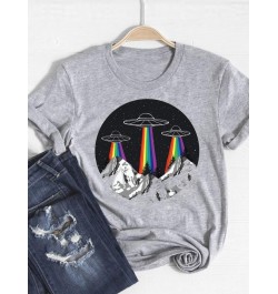 Print T Shirt Short Sleeve Alien Face Trend 90s Summer Clothes Women Clothing Fashion Graphic T-shirt Gray Basic Tee Top $16....