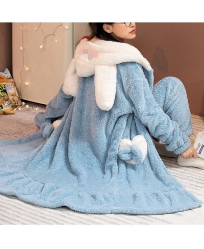 Women Winter Warm Fleece Coral Nightgown Thick Sleepwear Kawaii Cartoon Pajama Homewear Robes Hooded Bathrobe Lounge Wear $28...