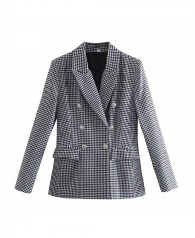 Solid Color Houndstooth Chic Office Lady Blazers For Women Elegant Stylish Coats Women's Long Sleeve Double Breasted Slim $54...
