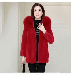 Fashion Thicken Fur Collar Hooded Ladies Blouse 2022 New Winter Imitate Sheep Lamb Fur Loose Piecesgrain Velvet Women's Coat ...