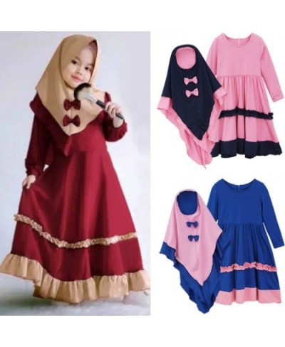 Muslim 2 Pieces Set Girls Princess Dress Kids Abaya Hijab Khimar Niqab Burqa Jilbab Children Prayer Gown Kaftan Ramadan $44.8...