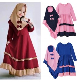 Muslim 2 Pieces Set Girls Princess Dress Kids Abaya Hijab Khimar Niqab Burqa Jilbab Children Prayer Gown Kaftan Ramadan $44.8...