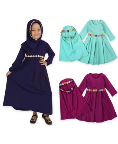 Muslim 2 Pieces Set Girls Princess Dress Kids Abaya Hijab Khimar Niqab Burqa Jilbab Children Prayer Gown Kaftan Ramadan $44.8...