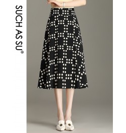 New 2023 Spring Summer Women's Pleated Skirt Sexy Big Hem S M L XL XXL XXXL Size Mid-Long Female Black Dot Skirt 6811 $60.58 ...