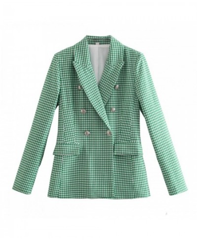 Solid Color Houndstooth Chic Office Lady Blazers For Women Elegant Stylish Coats Women's Long Sleeve Double Breasted Slim $54...