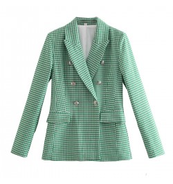 Solid Color Houndstooth Chic Office Lady Blazers For Women Elegant Stylish Coats Women's Long Sleeve Double Breasted Slim $54...