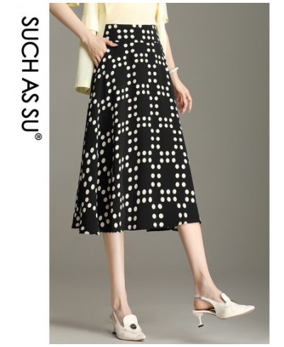 New 2023 Spring Summer Women's Pleated Skirt Sexy Big Hem S M L XL XXL XXXL Size Mid-Long Female Black Dot Skirt 6811 $60.58 ...