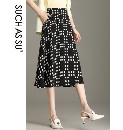 New 2023 Spring Summer Women's Pleated Skirt Sexy Big Hem S M L XL XXL XXXL Size Mid-Long Female Black Dot Skirt 6811 $60.58 ...