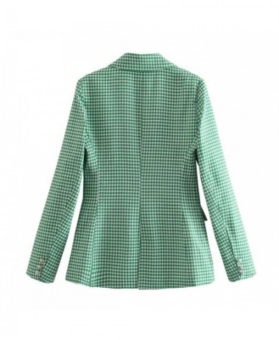 Solid Color Houndstooth Chic Office Lady Blazers For Women Elegant Stylish Coats Women's Long Sleeve Double Breasted Slim $54...