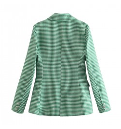 Solid Color Houndstooth Chic Office Lady Blazers For Women Elegant Stylish Coats Women's Long Sleeve Double Breasted Slim $54...