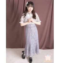 2023 New Japanese Style Rojita Full Lace Skirt Rhinestone Lady Elegant Skirt Casual Summer Fishtail Long Skirt for Women $109...