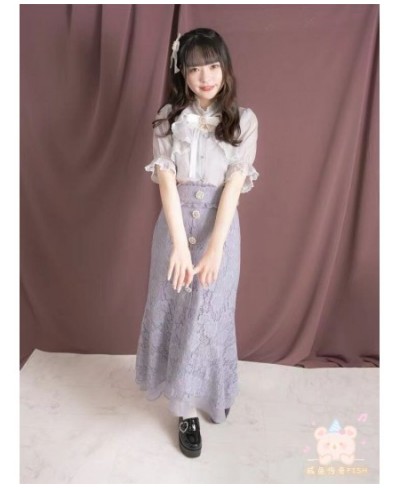 2023 New Japanese Style Rojita Full Lace Skirt Rhinestone Lady Elegant Skirt Casual Summer Fishtail Long Skirt for Women $109...