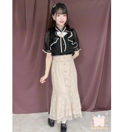 2023 New Japanese Style Rojita Full Lace Skirt Rhinestone Lady Elegant Skirt Casual Summer Fishtail Long Skirt for Women $109...