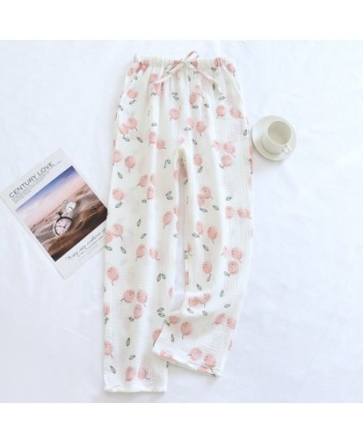 Cotton Gauze Pajamas Pants Printing Sleep Bottoms Spring Summer Lounge Wear Sleepwear Loose Comfortable Trousers $31.61 - Sle...