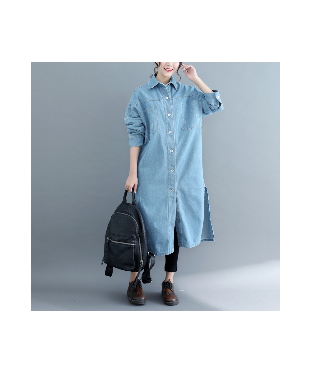 2023 Korean Spring Fall Women's Retro Long Sleeve Denim Trench Coats Loose Jeans Windbreaker Solid Hooded Overcoats Large Siz...