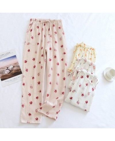 Cotton Gauze Pajamas Pants Printing Sleep Bottoms Spring Summer Lounge Wear Sleepwear Loose Comfortable Trousers $31.61 - Sle...