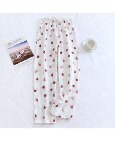 Cotton Gauze Pajamas Pants Printing Sleep Bottoms Spring Summer Lounge Wear Sleepwear Loose Comfortable Trousers $31.61 - Sle...