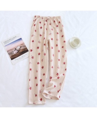 Cotton Gauze Pajamas Pants Printing Sleep Bottoms Spring Summer Lounge Wear Sleepwear Loose Comfortable Trousers $31.61 - Sle...