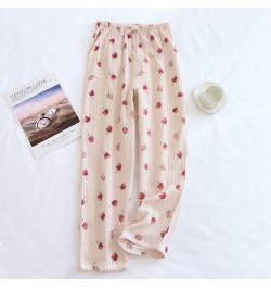 Cotton Gauze Pajamas Pants Printing Sleep Bottoms Spring Summer Lounge Wear Sleepwear Loose Comfortable Trousers $31.61 - Sle...