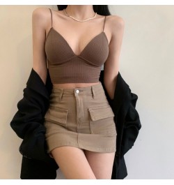 Camisole Slim Fit Sexy Stretch Push Up Bra Women Seamless Crop Top Underwear Camisole Thin Strap Striped Solid Bralette $15.8...