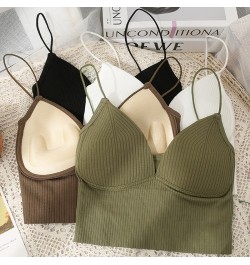 Camisole Slim Fit Sexy Stretch Push Up Bra Women Seamless Crop Top Underwear Camisole Thin Strap Striped Solid Bralette $15.8...