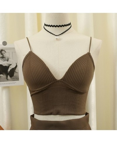 Camisole Slim Fit Sexy Stretch Push Up Bra Women Seamless Crop Top Underwear Camisole Thin Strap Striped Solid Bralette $15.8...