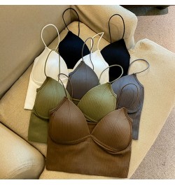 Camisole Slim Fit Sexy Stretch Push Up Bra Women Seamless Crop Top Underwear Camisole Thin Strap Striped Solid Bralette $15.8...