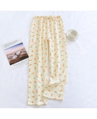 Cotton Gauze Pajamas Pants Printing Sleep Bottoms Spring Summer Lounge Wear Sleepwear Loose Comfortable Trousers $31.61 - Sle...