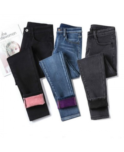 Winter Warm Jeans Woman High Waist Casual Velvet Ladies Trousers Female Pantalon Denim jeans for Women Pants $44.41 - Jeans