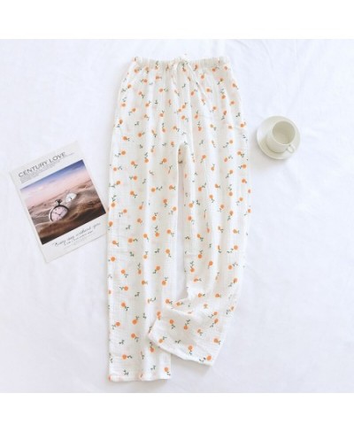 Cotton Gauze Pajamas Pants Printing Sleep Bottoms Spring Summer Lounge Wear Sleepwear Loose Comfortable Trousers $31.61 - Sle...