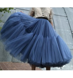 Tulle Skirts Women Pleated Mesh 3Layers Princess Tutu Skirts Sweet Bridesmaids Midi Elastic High Waist Skirt $67.40 - Skirts