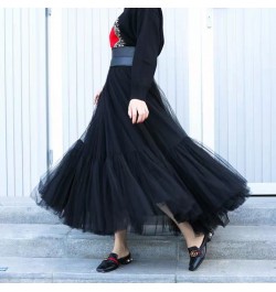 Tulle Skirts Women Pleated Mesh 3Layers Princess Tutu Skirts Sweet Bridesmaids Midi Elastic High Waist Skirt $67.40 - Skirts