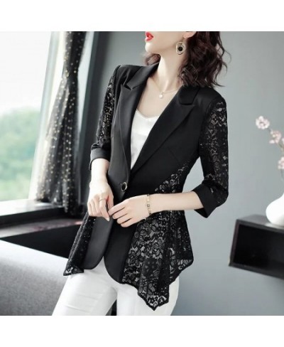 Fashion Printed Spliced Button Irregular Blazer Women Clothing 2022 Autumn Casual Tops Loose Three Quarter Office Lady Suits ...