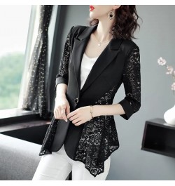 Fashion Printed Spliced Button Irregular Blazer Women Clothing 2022 Autumn Casual Tops Loose Three Quarter Office Lady Suits ...