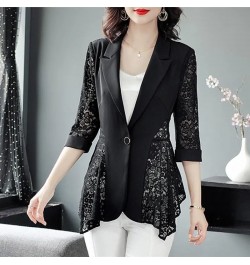 Fashion Printed Spliced Button Irregular Blazer Women Clothing 2022 Autumn Casual Tops Loose Three Quarter Office Lady Suits ...