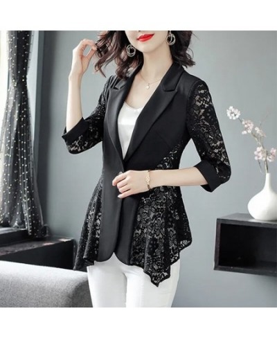 Fashion Printed Spliced Button Irregular Blazer Women Clothing 2022 Autumn Casual Tops Loose Three Quarter Office Lady Suits ...