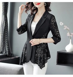 Fashion Printed Spliced Button Irregular Blazer Women Clothing 2022 Autumn Casual Tops Loose Three Quarter Office Lady Suits ...