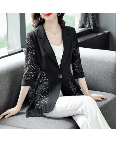 Fashion Printed Spliced Button Irregular Blazer Women Clothing 2022 Autumn Casual Tops Loose Three Quarter Office Lady Suits ...