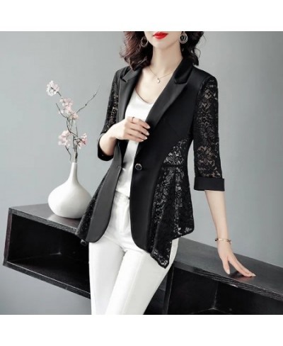 Fashion Printed Spliced Button Irregular Blazer Women Clothing 2022 Autumn Casual Tops Loose Three Quarter Office Lady Suits ...