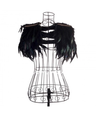 Goth Real Feathers Crop Top Women Sexy Sleeveless Cape Fluffy Top Party Clubwear Stage Performance Costumes Rave Festival Top...